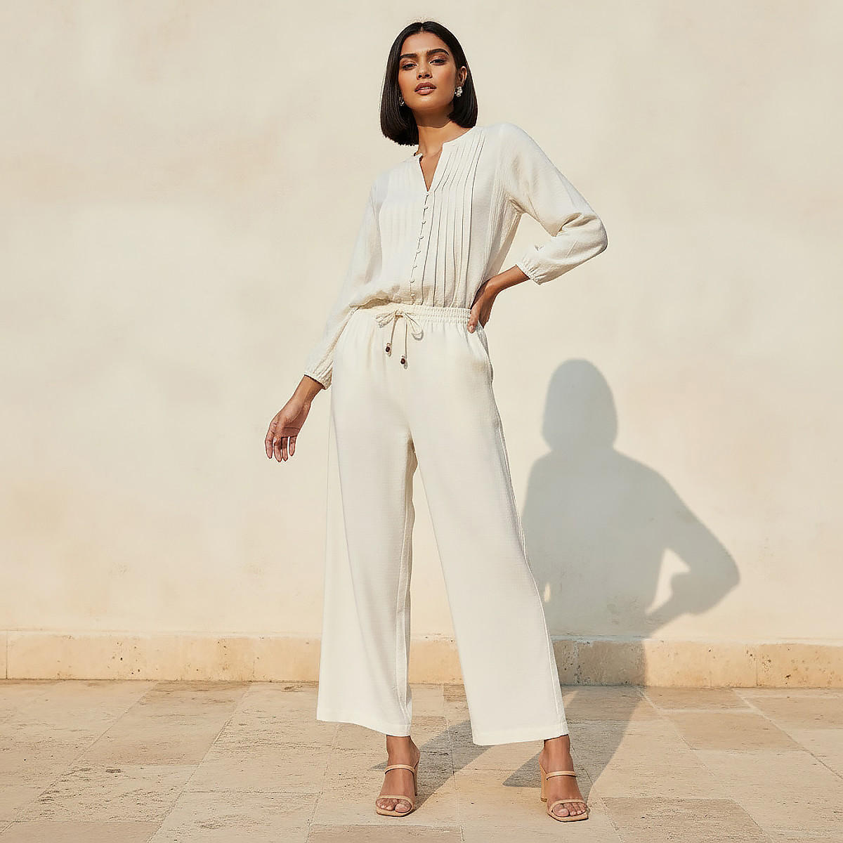 Straight Fit Drawstring Waist Linen Pants-women-clothing-coordsets-image-3