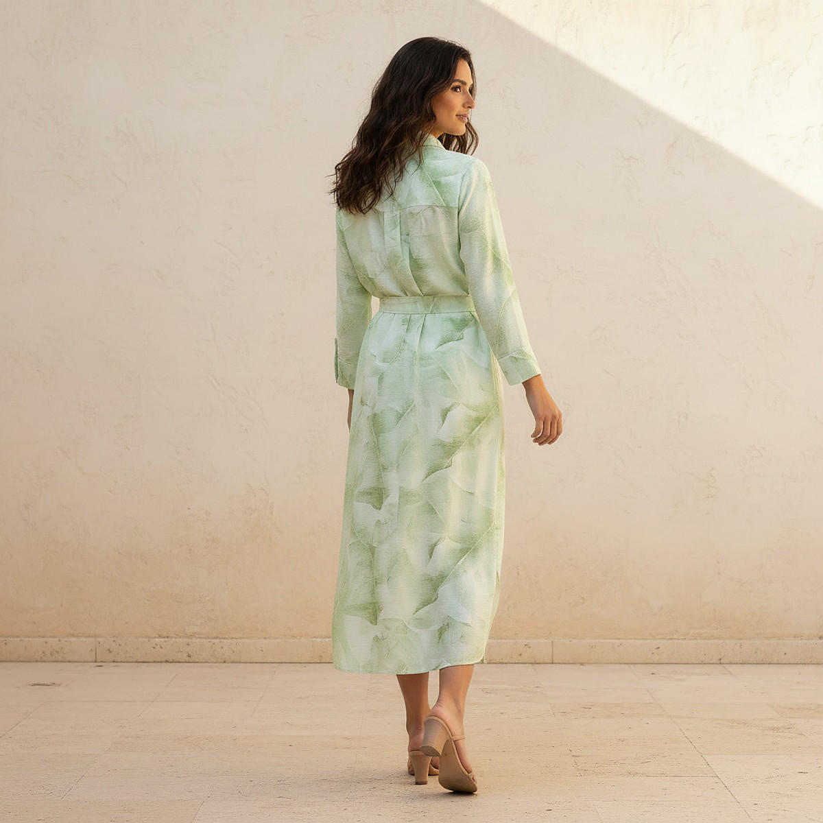 Printed A-line Women Shirt Dress with Tie-Up Belt-women-clothing-dresses-image-3