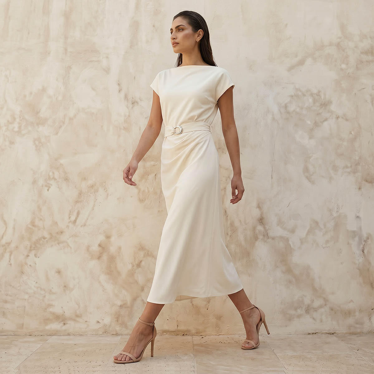 Midi Drape Dress with Cinched Waist-women-clothing-dresses-image-3
