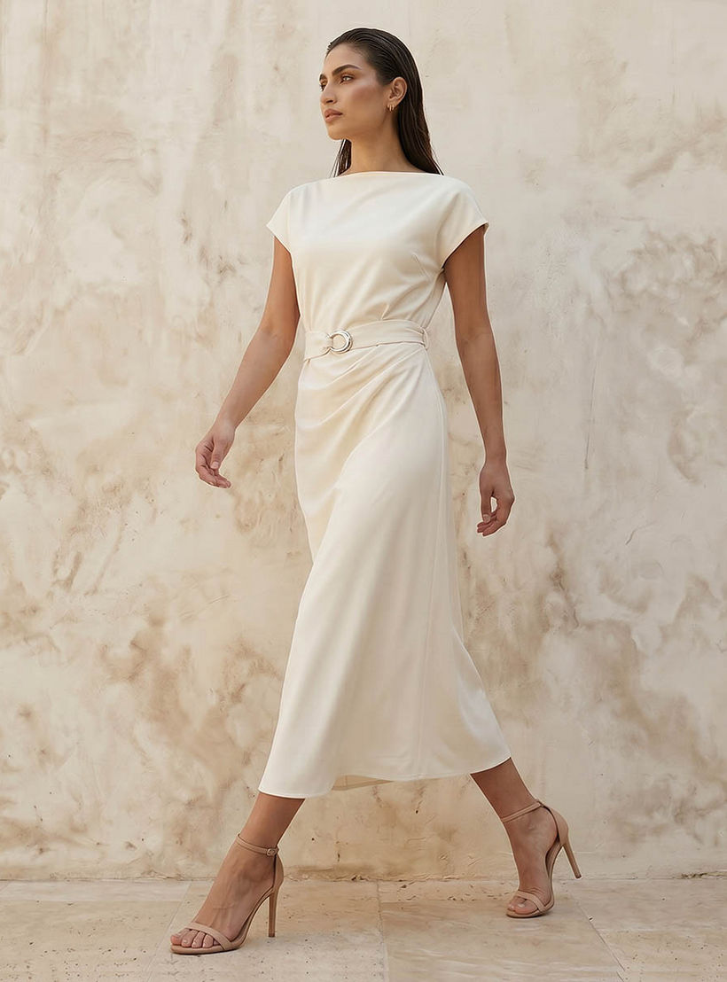 Midi Drape Dress with Cinched Waist-women-clothing-dresses-image-3