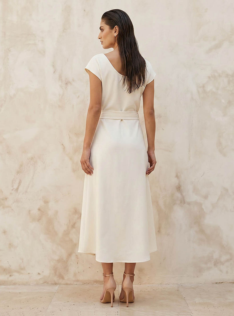 Midi Drape Dress with Cinched Waist-women-clothing-dresses-image-4