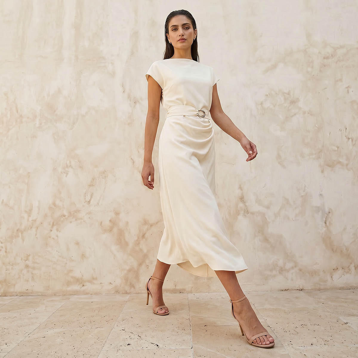 Midi Drape Dress with Cinched Waist-women-clothing-dresses-image-6