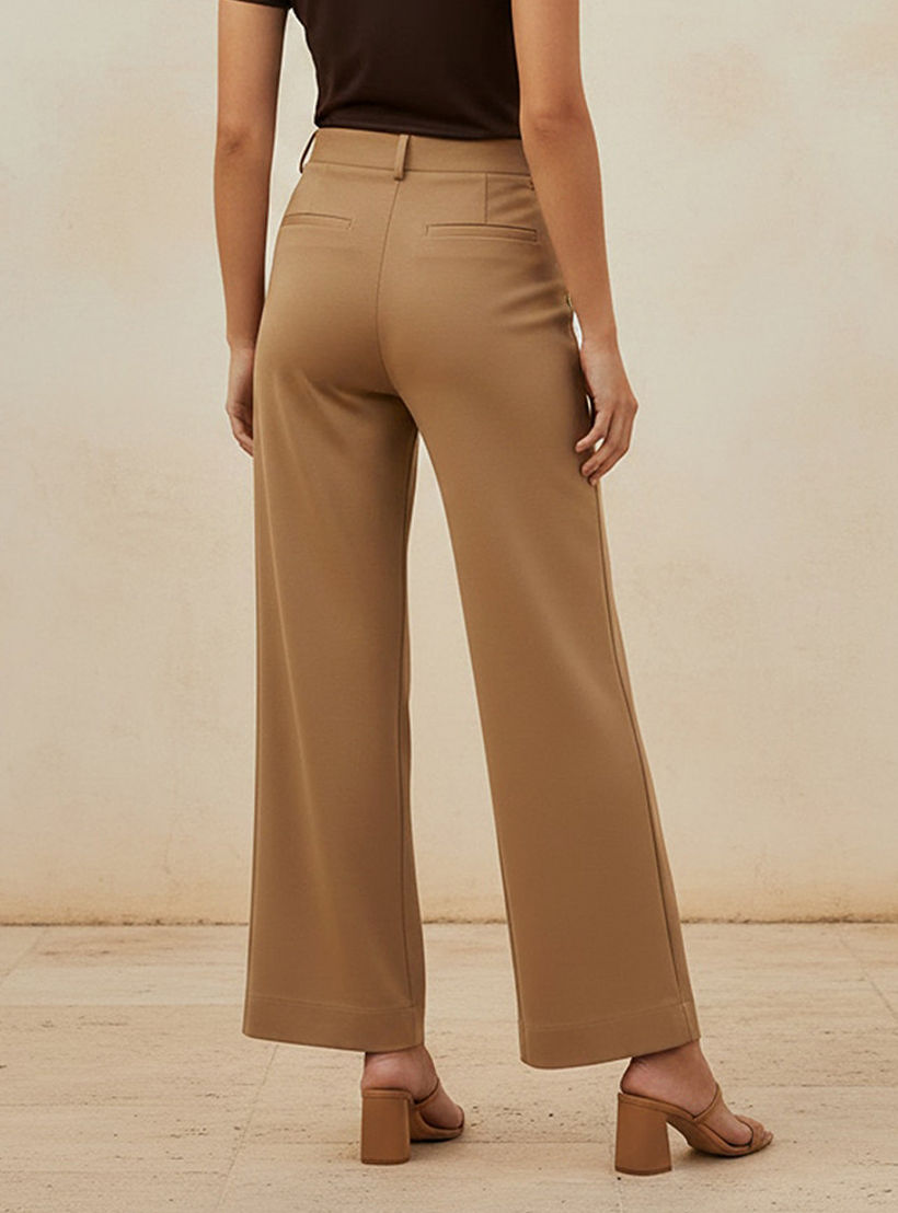 بنطلون بونتي واسع الساقين كامل الطول من سبلاش سمارت-women-clothing-trousers-image-4