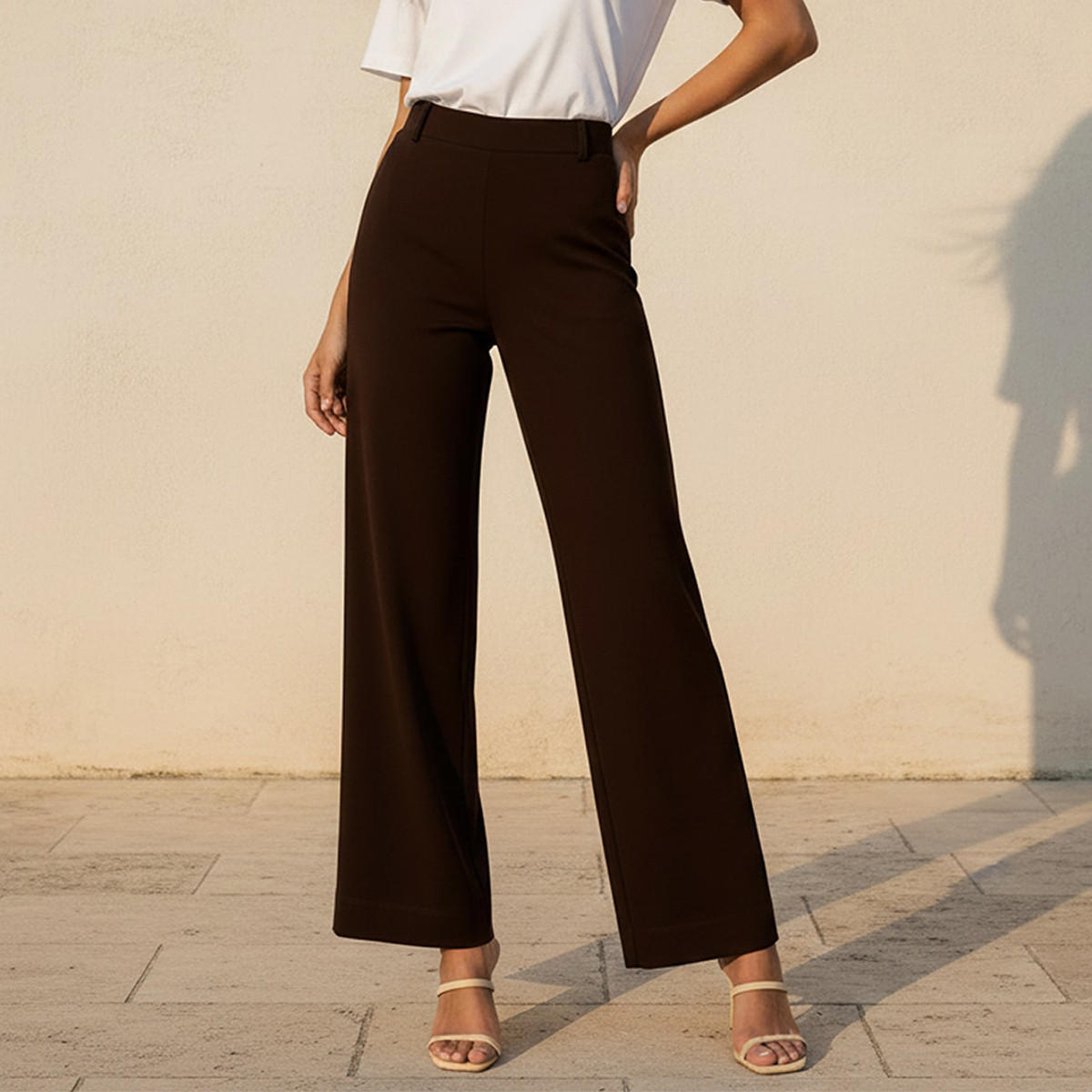 بنطلون بونتي واسع الساقين كامل الطول من سبلاش سمارت-women-clothing-trousers-image-1