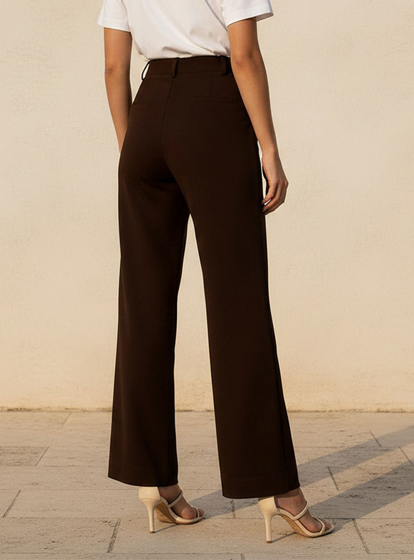 بنطلون بونتي واسع الساقين كامل الطول من سبلاش سمارت-women-clothing-trousers-image-4