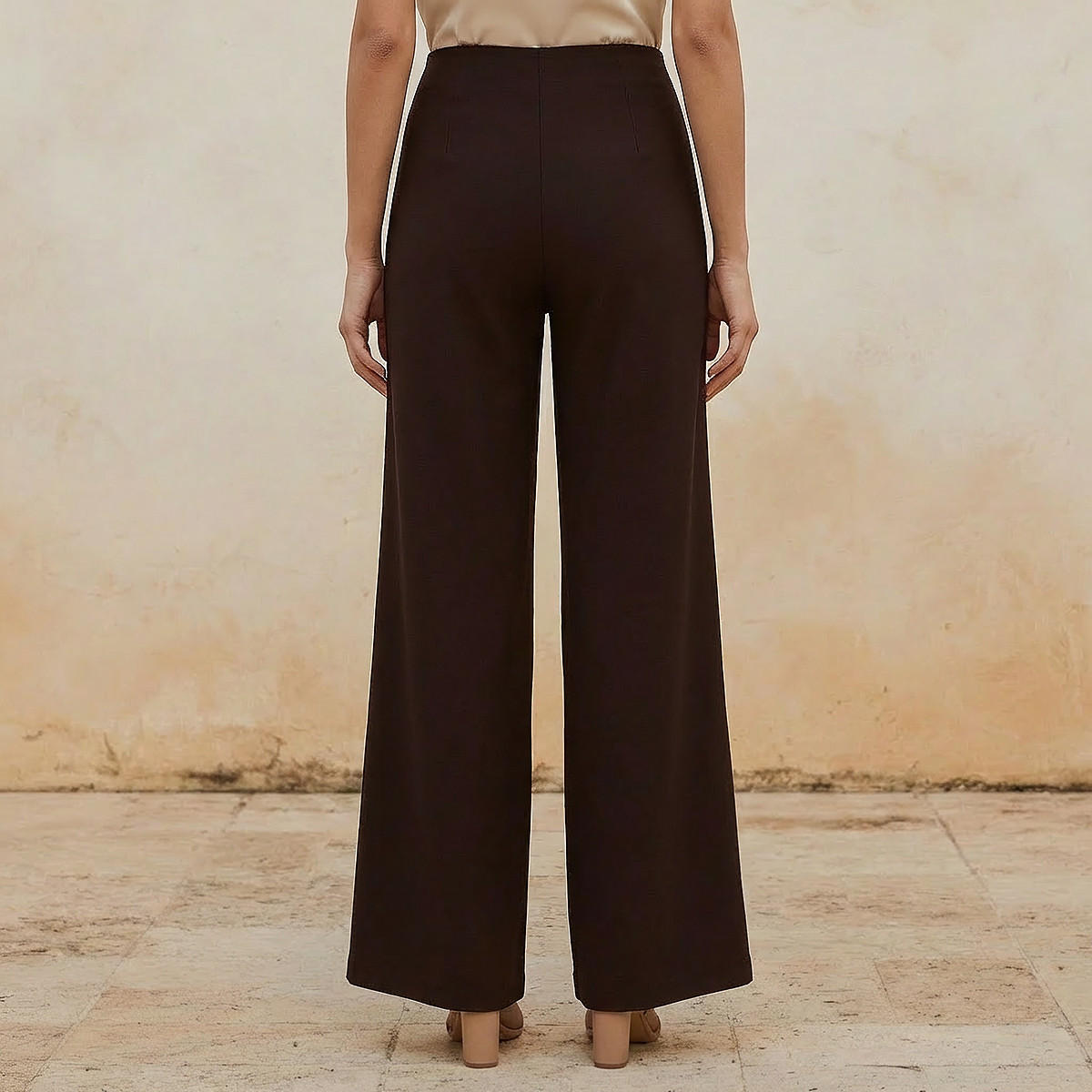 بنطلون بونتي واسع الساقين وطويل من سبلاش سمارت-women-clothing-trousers-image-4