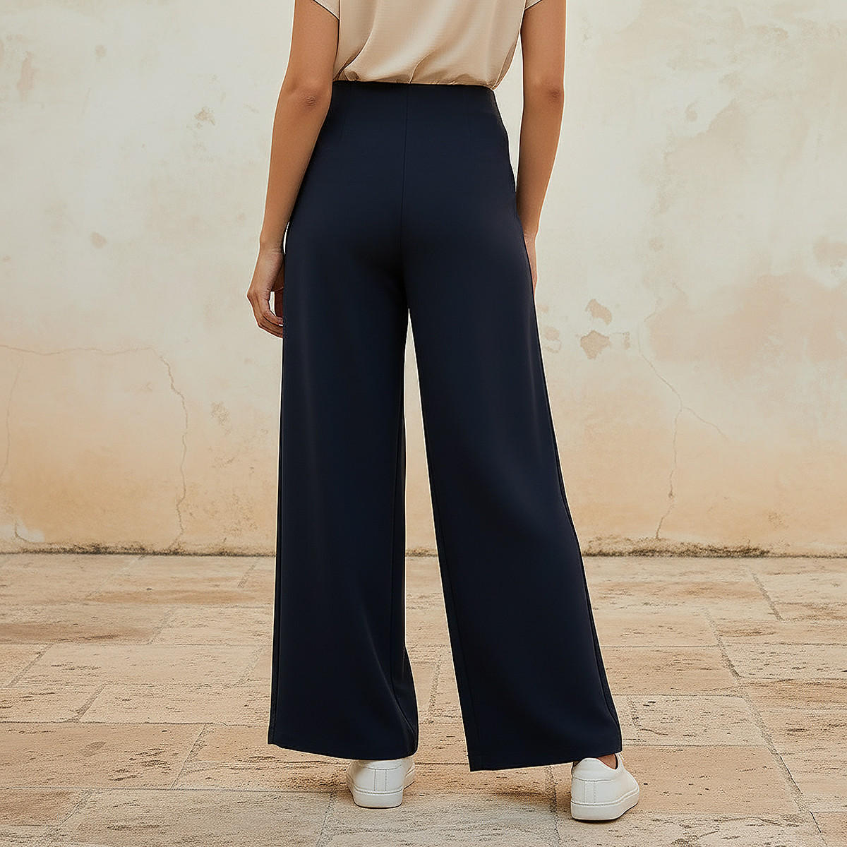 بنطلون بونتي واسع الساقين وطويل من سبلاش سمارت-women-clothing-trousers-image-4