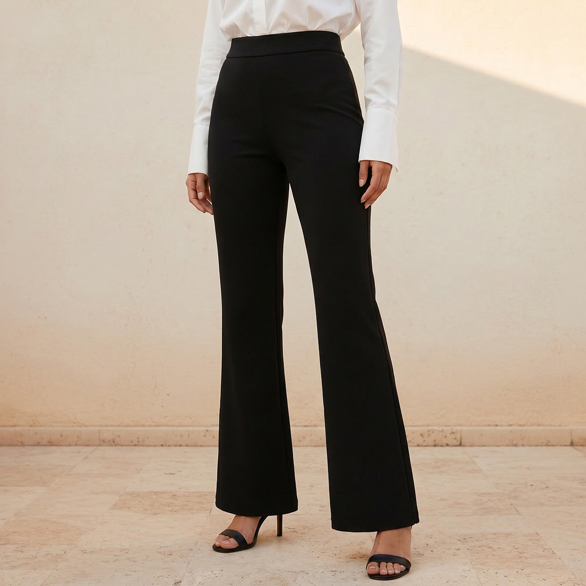 بنطلون بونتي بقصة بوت وبخصر متوسط الارتفاع سمارت من سبلاش-women-clothing-bottoms-trousers-image-1
