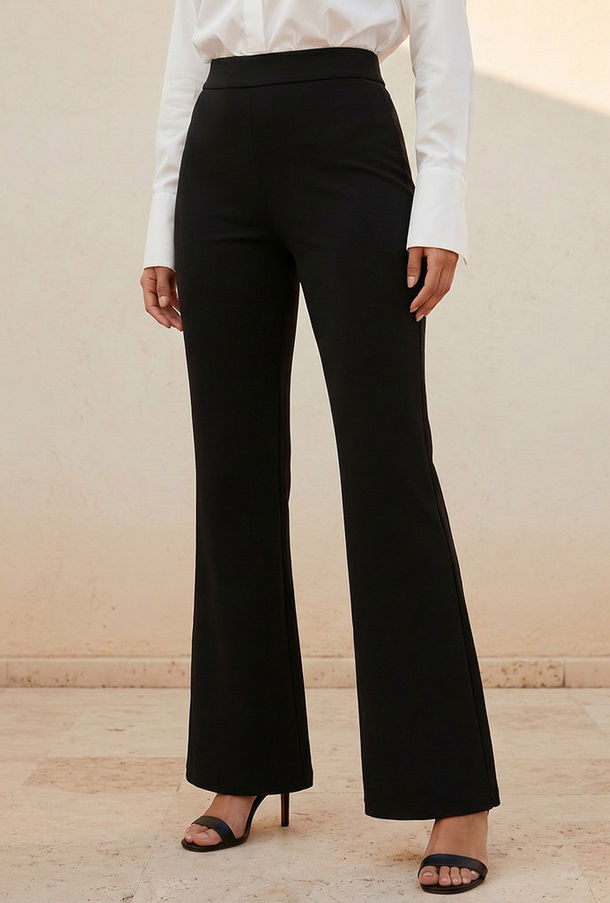 بنطلون بونتي بقصة بوت وبخصر متوسط الارتفاع سمارت من سبلاش-women-clothing-bottoms-trousers-image-1