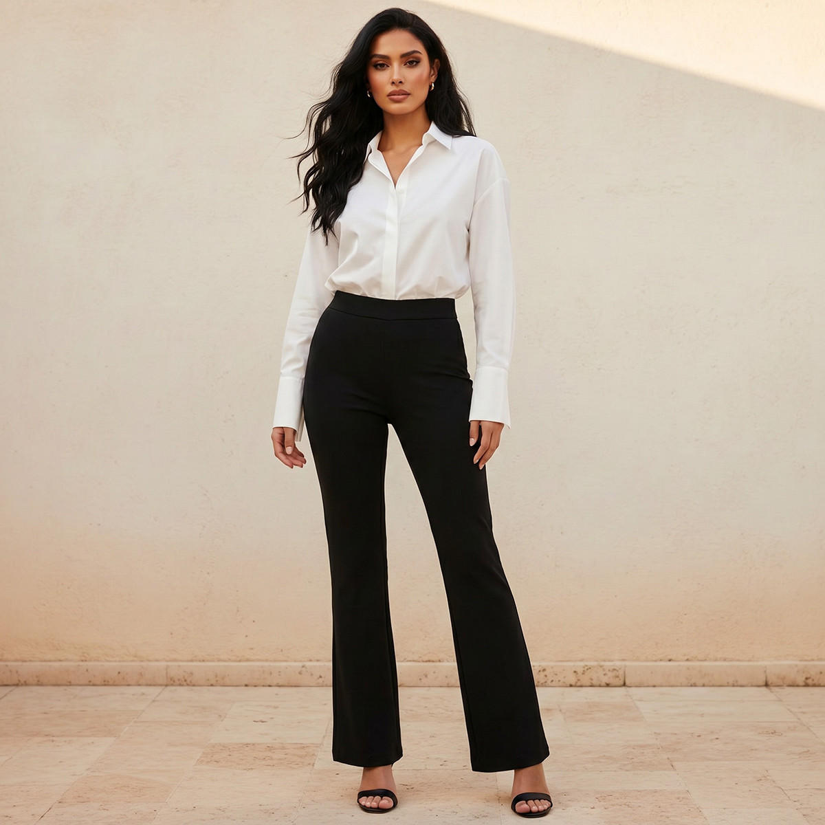 بنطلون بونتي بقصة بوت وبخصر متوسط الارتفاع سمارت من سبلاش-women-clothing-bottoms-trousers-image-3