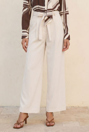 Splash Smart Straight Fit Trousers with Belt-women-image-1