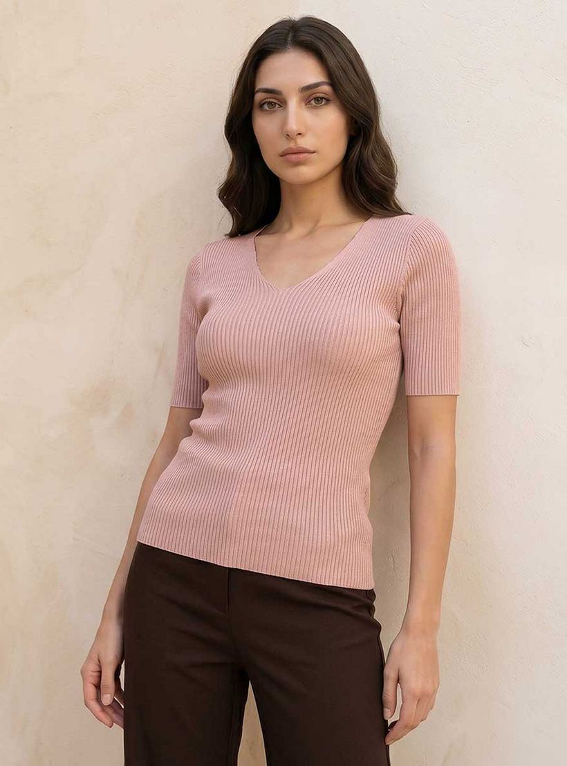 تيشيرت بياقة V من سبلاش سمارت-women-clothing-tshirts-image-1