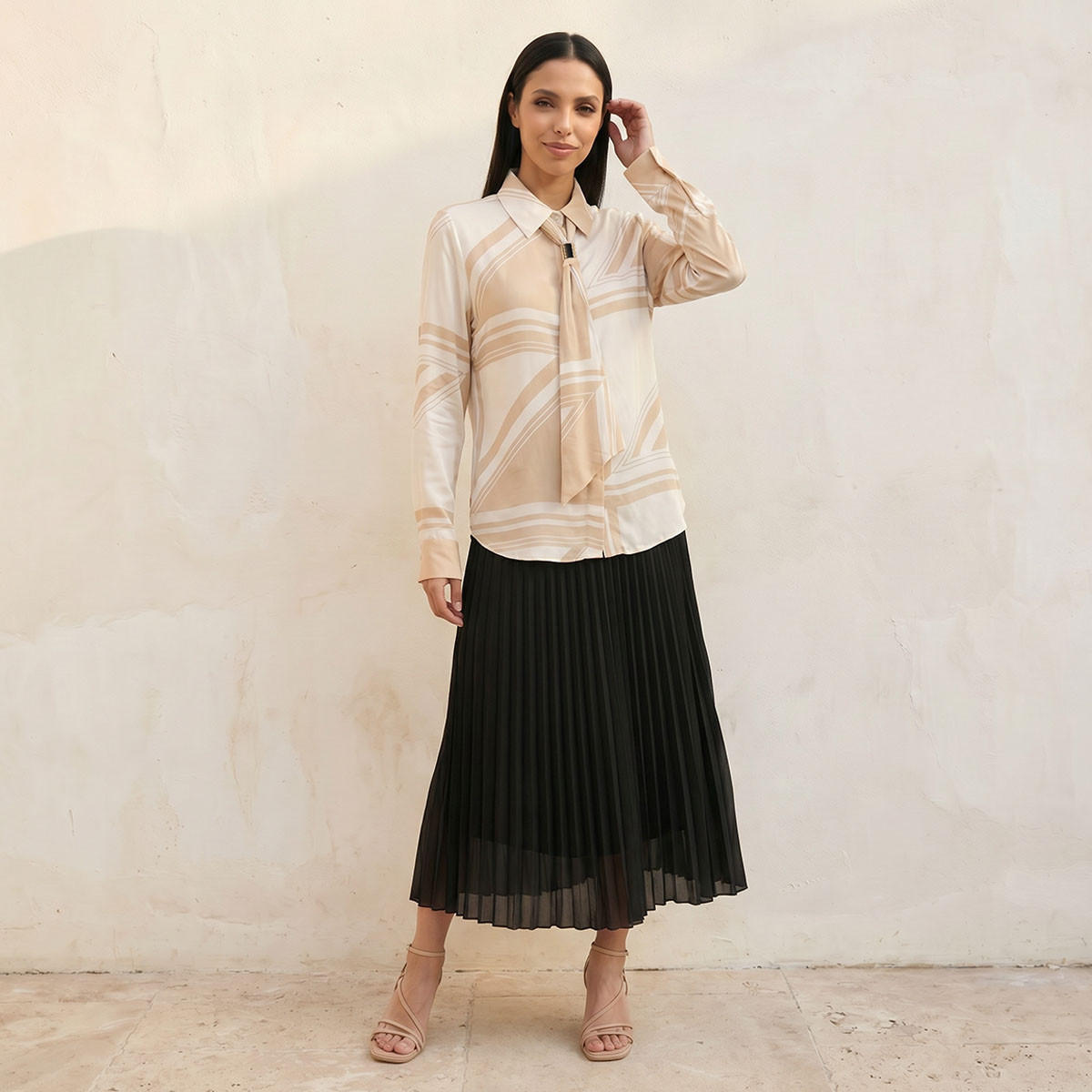 Splash Smart Shirt with Neck Tie-women-clothing-shirtsandblouses-shirts-image-3