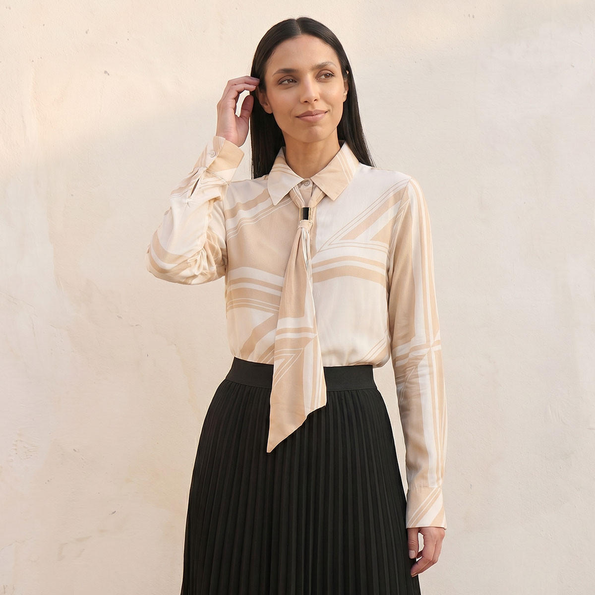 Splash Smart Shirt with Neck Tie-women-clothing-shirtsandblouses-shirts-image-5
