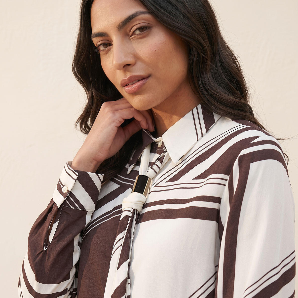Splash Smart Shirt with Neck Tie-women-clothing-shirtsandblouses-shirts-image-7