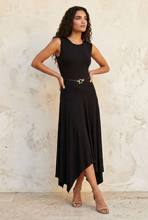 فستان ميدي دون أكمام بحافة غير متساوية من سبلاش سمارت-women-clothing-image-1