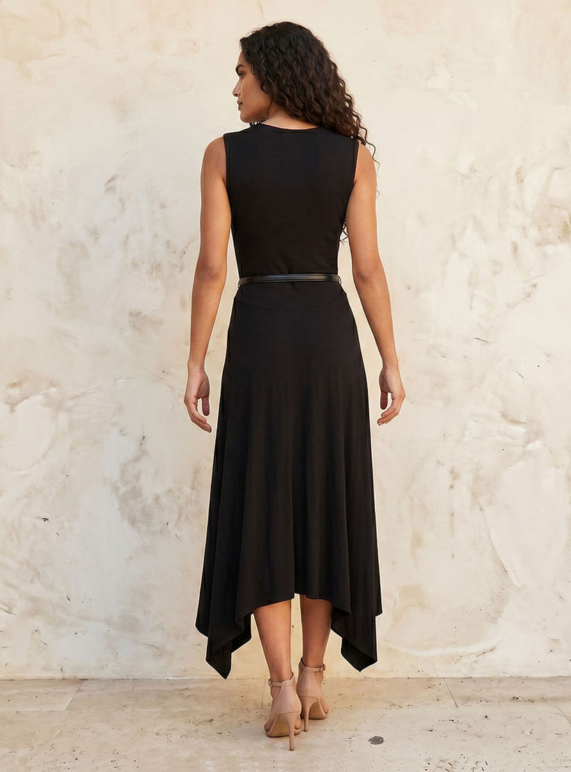Splash Smart Sleeveless Midi Length Dress with Asymmetrical Hem-women-clothing-dresses-image-4