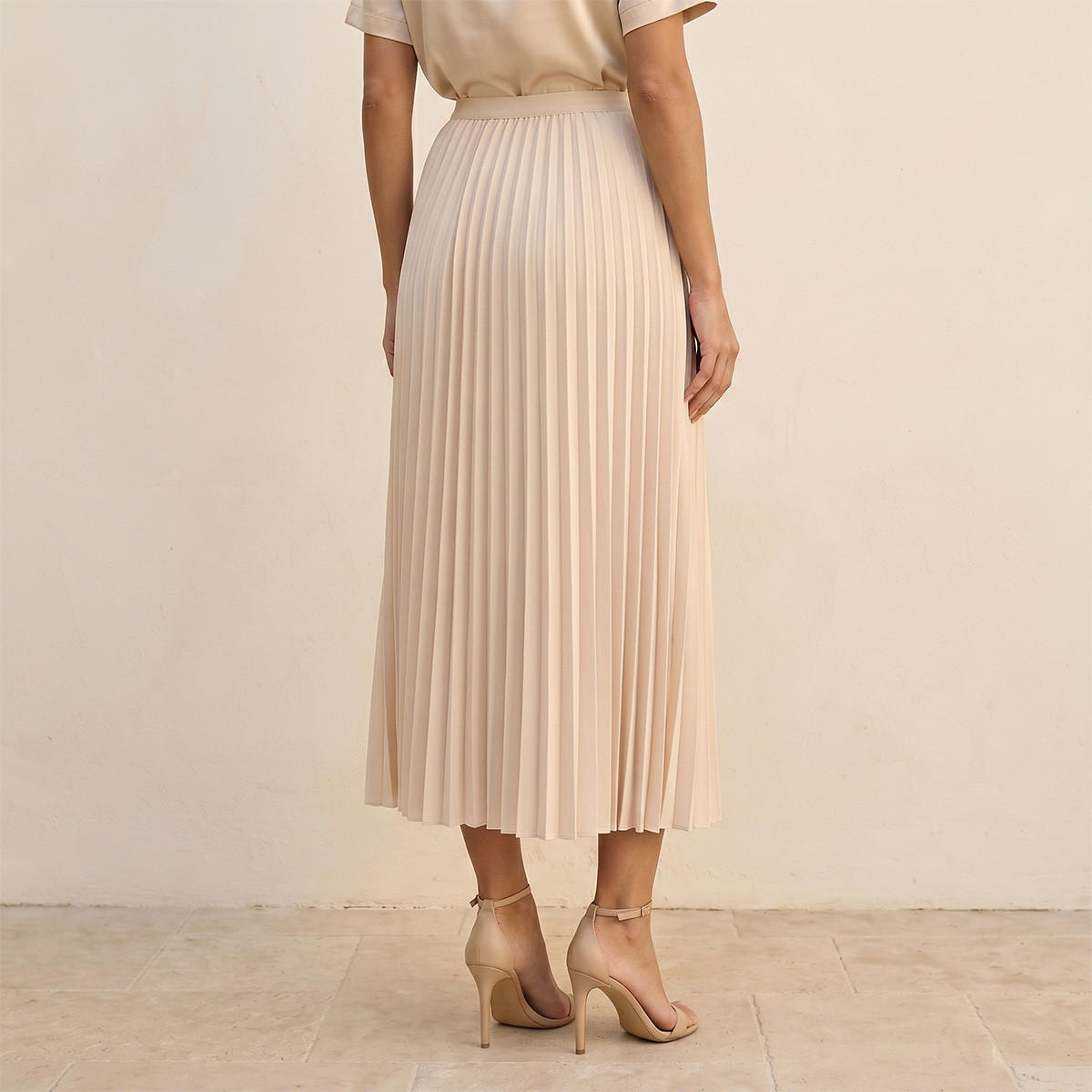 Splash Smart Midi Length Skirt with Pleated Detail-women-clothing-skirts-image-4