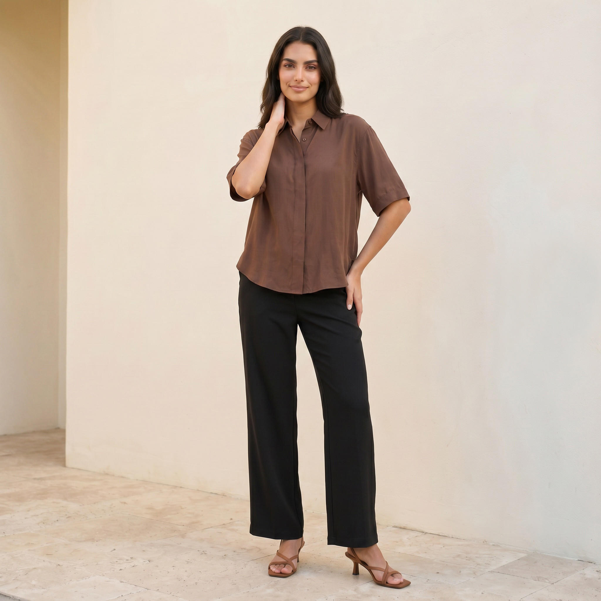 بنطلون بقصة مستقيمة وخصر مطاطي من سبلاش سمارت-women-clothing-trousers-image-3