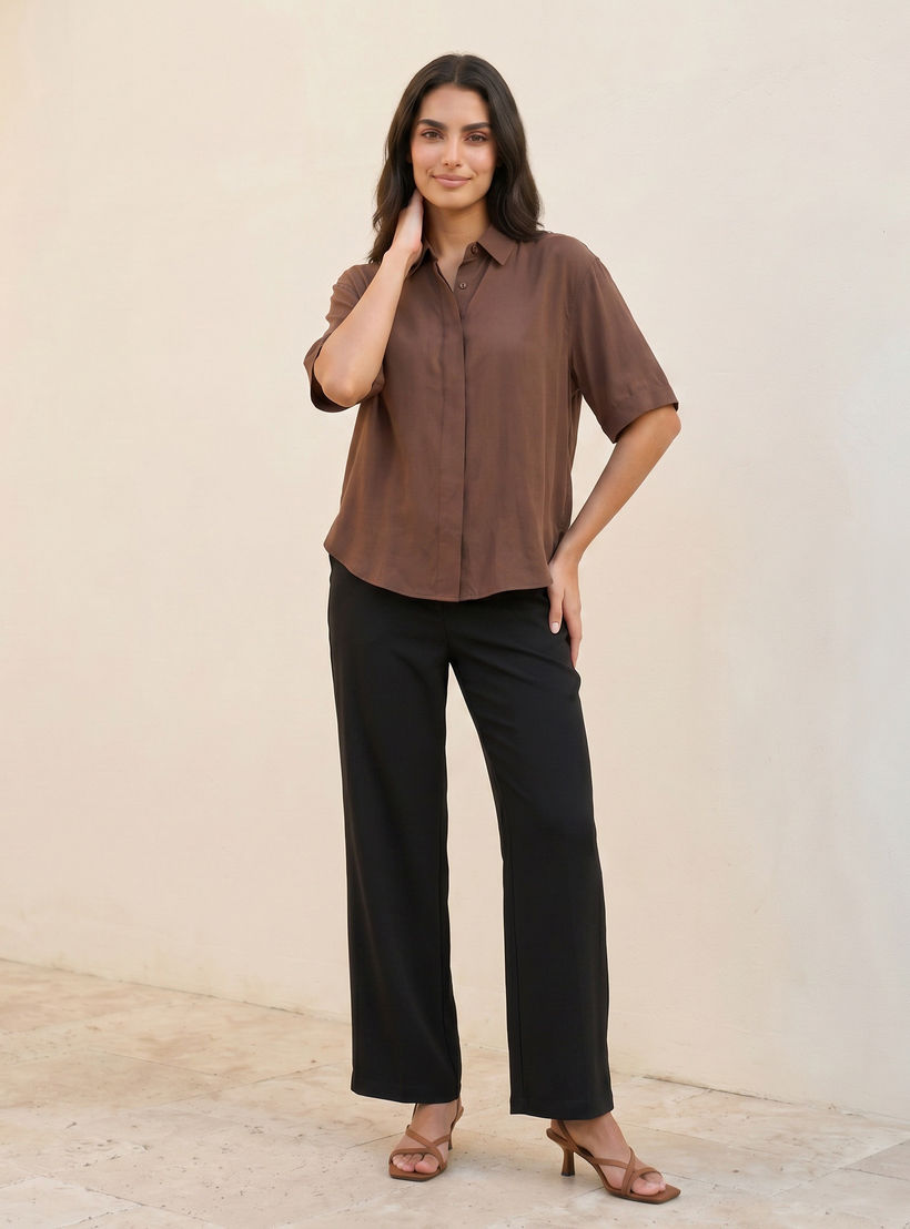 بنطلون بقصة مستقيمة وخصر مطاطي من سبلاش سمارت-women-clothing-trousers-image-3