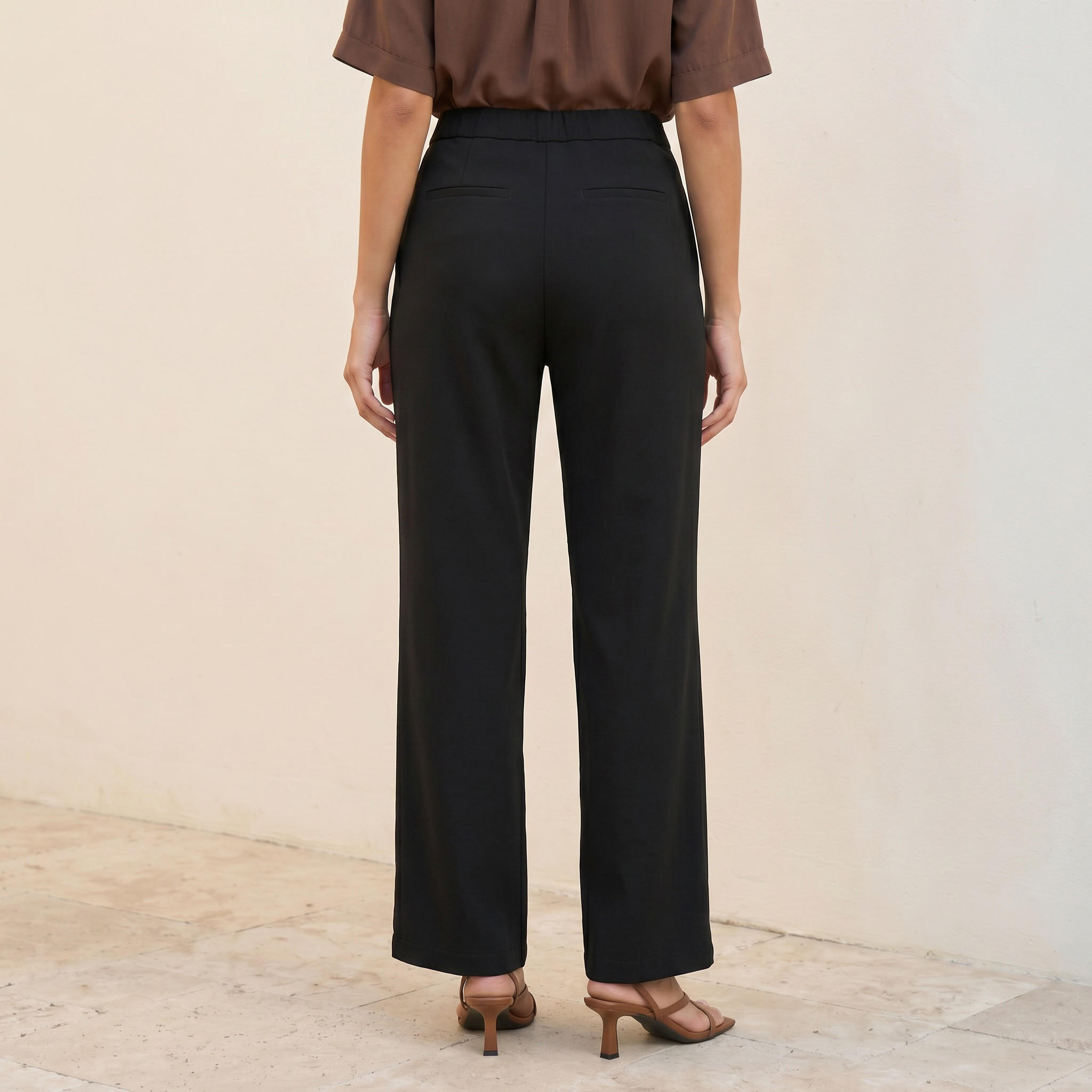 بنطلون بقصة مستقيمة وخصر مطاطي من سبلاش سمارت-women-clothing-trousers-image-4