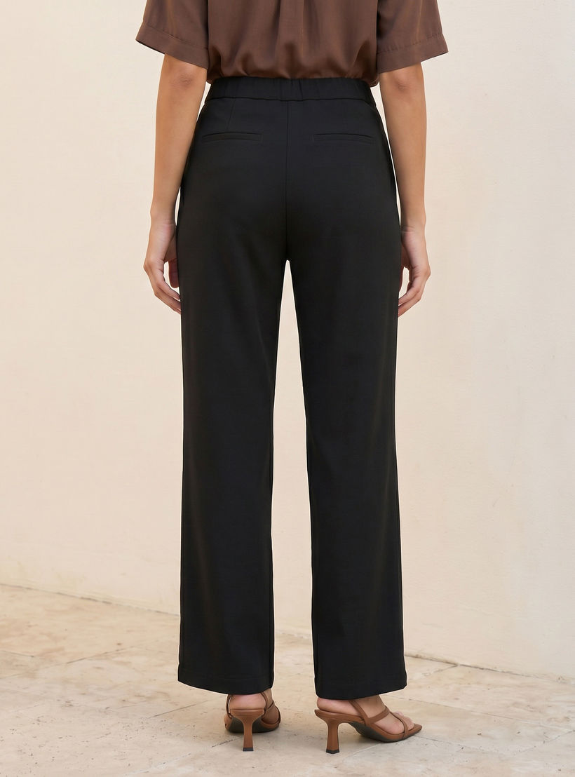 بنطلون بقصة مستقيمة وخصر مطاطي من سبلاش سمارت-women-clothing-trousers-image-4