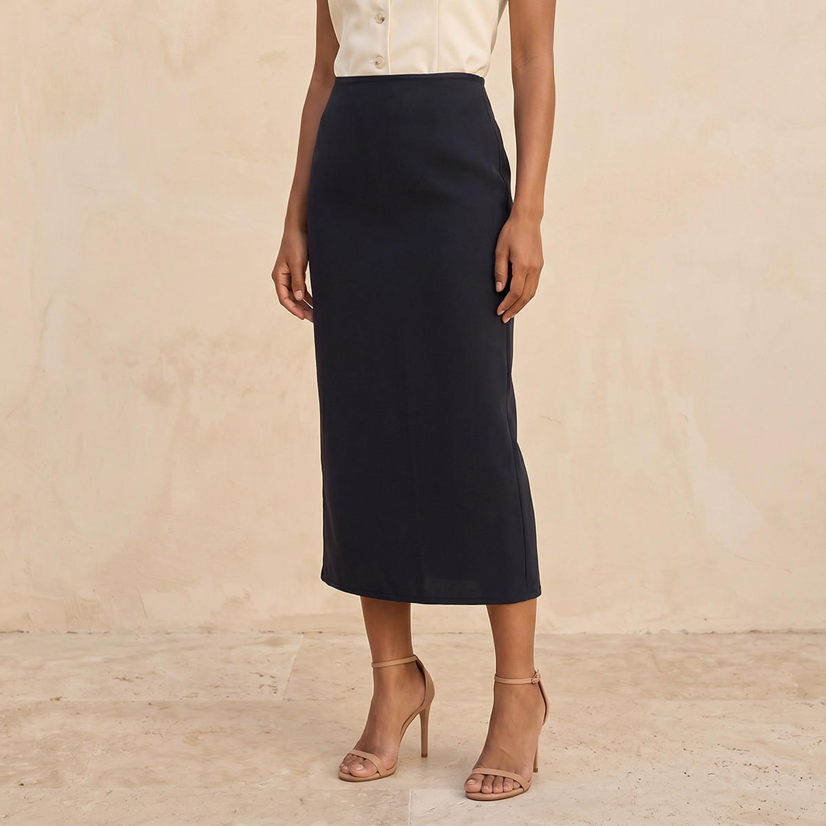 تنورة ميدي بقصة مستقيمة وفتحة من سبلاش سمارت-women-clothing-skirts-image-1
