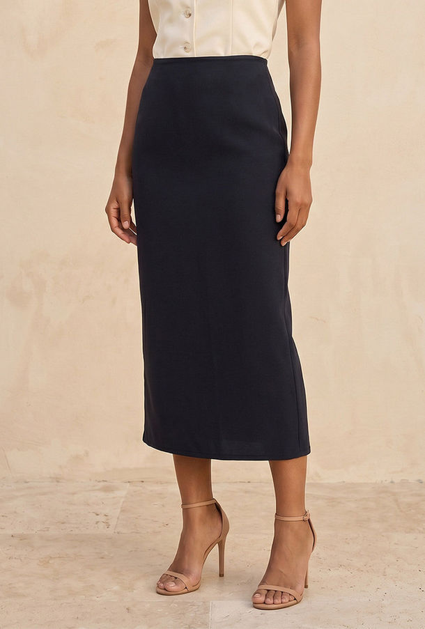 تنورة ميدي بقصة مستقيمة وفتحة من سبلاش سمارت-women-clothing-bottoms-image-1