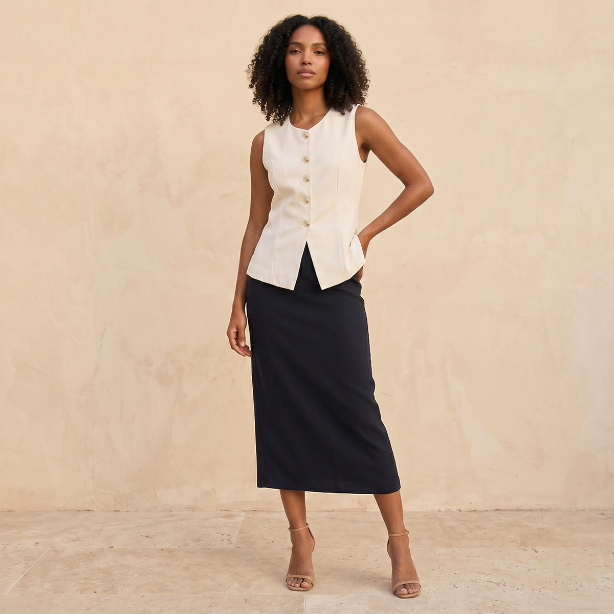 تنورة ميدي بقصة مستقيمة وفتحة من سبلاش سمارت-women-clothing-skirts-image-3