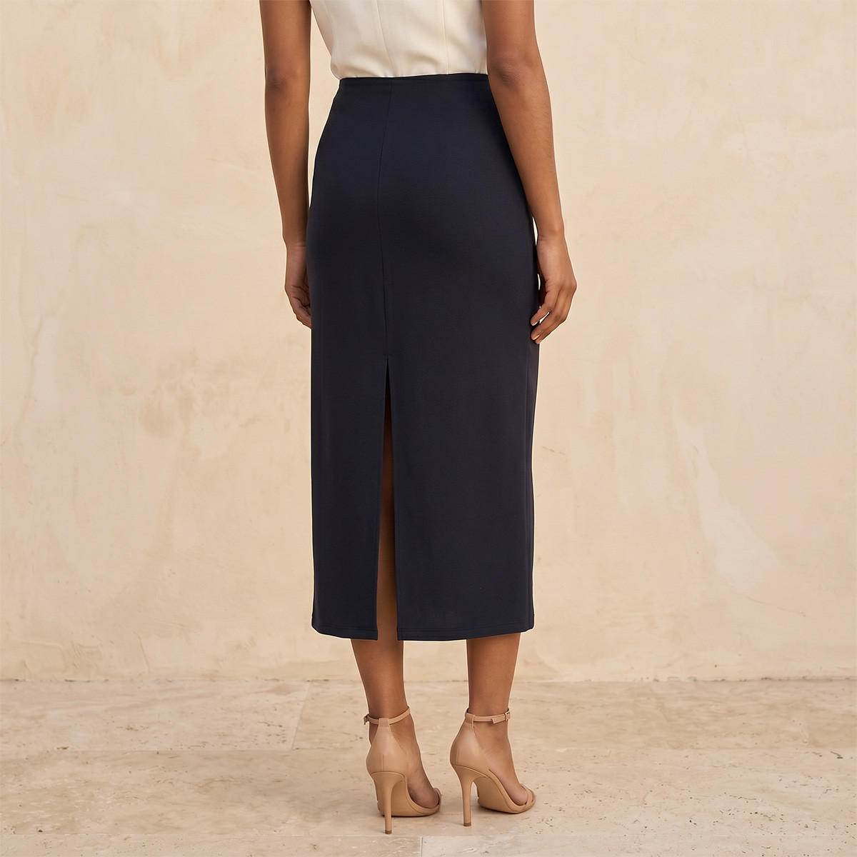 تنورة ميدي بقصة مستقيمة وفتحة من سبلاش سمارت-women-clothing-skirts-image-4