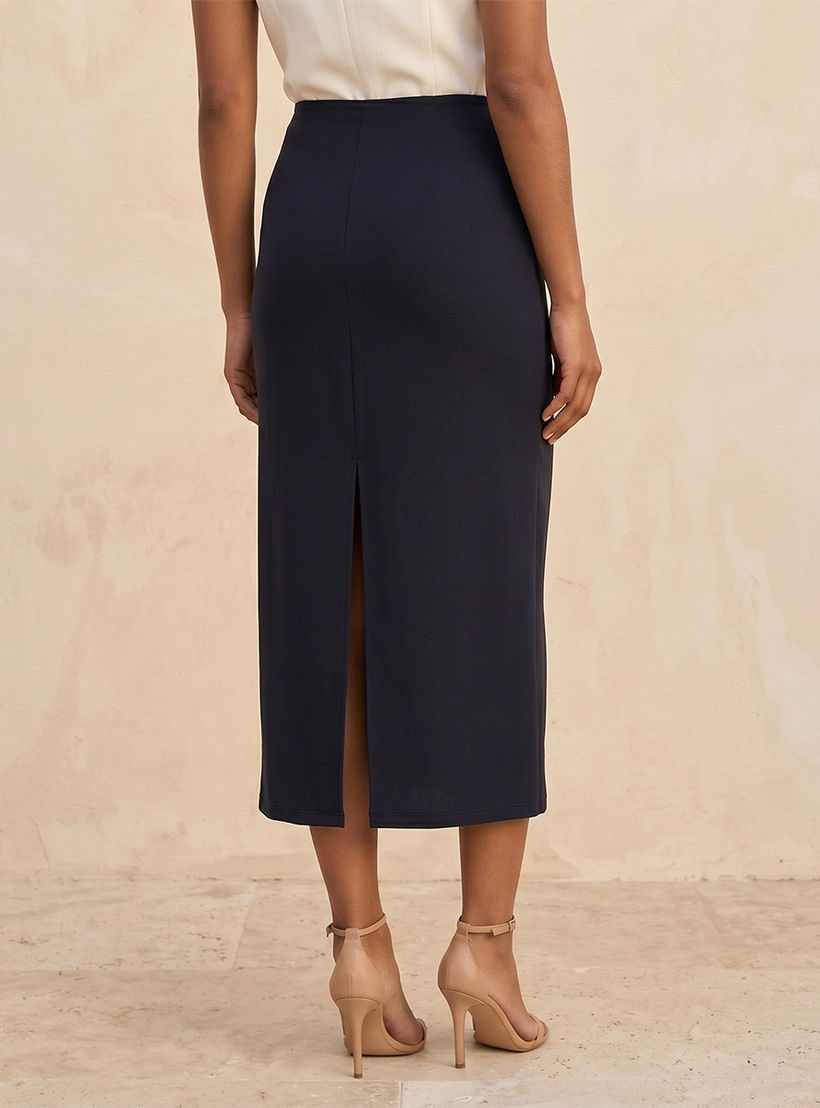 تنورة ميدي بقصة مستقيمة وفتحة من سبلاش سمارت-women-clothing-skirts-image-4
