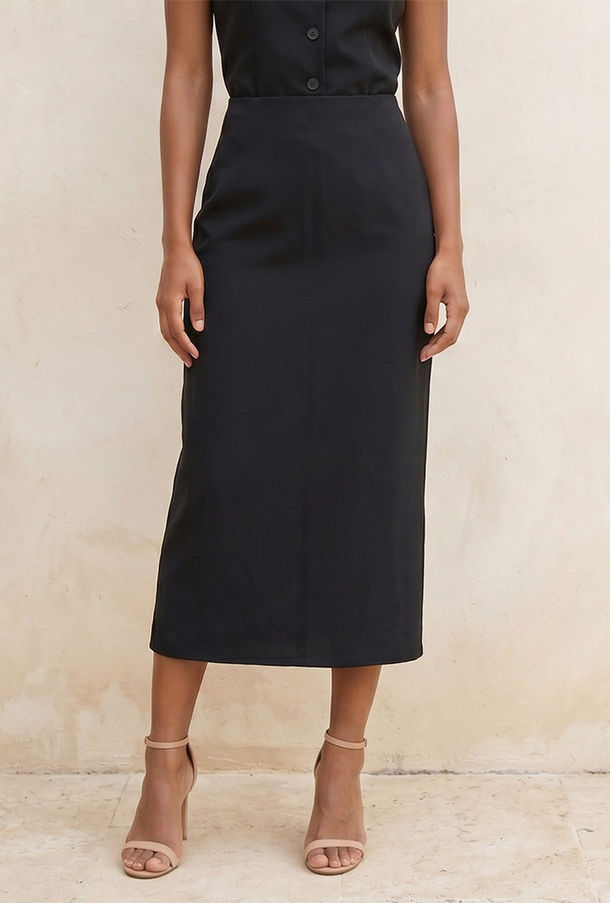 تنورة ميدي بقصة مستقيمة وفتحة من سبلاش سمارت-women-clothing-bottoms-image-1