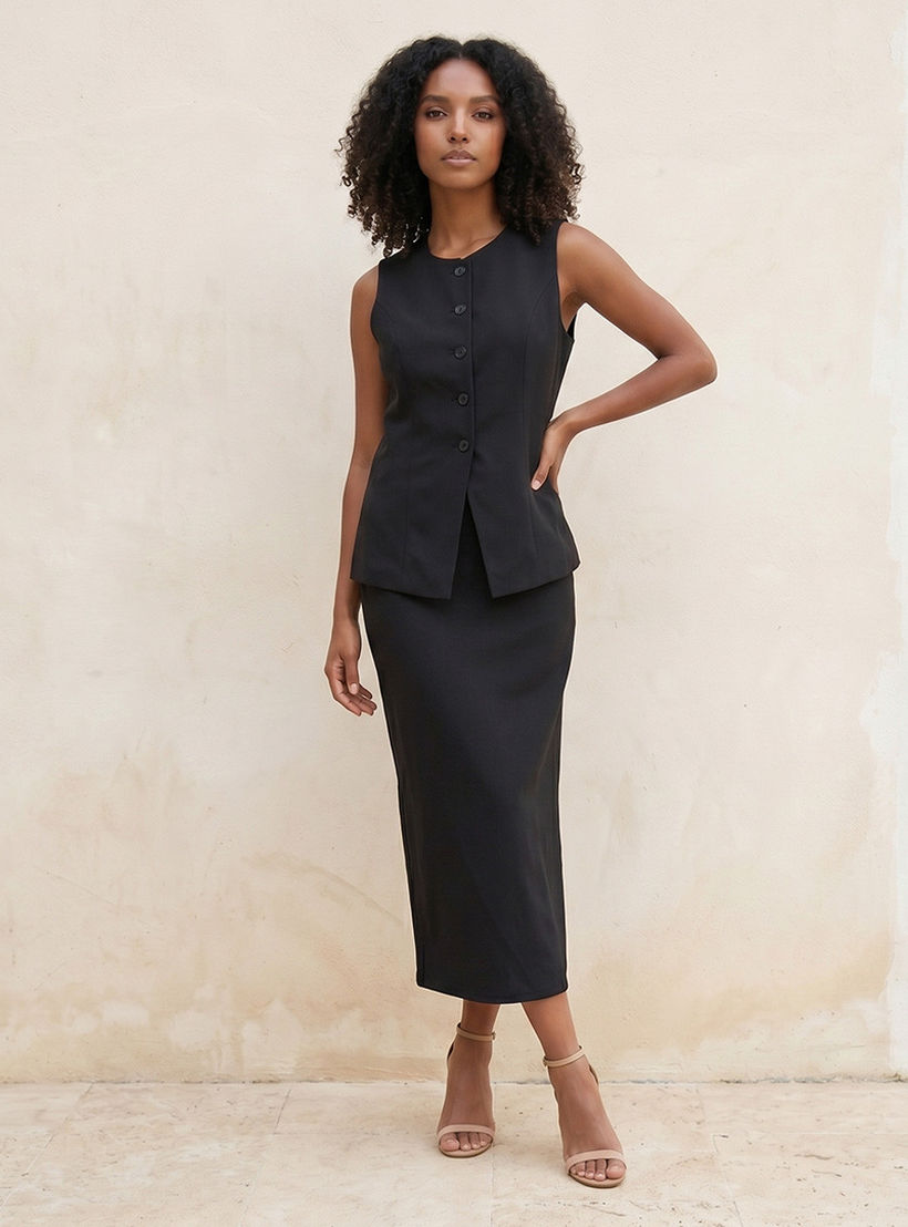 تنورة ميدي بقصة مستقيمة وفتحة من سبلاش سمارت-women-clothing-skirts-image-3