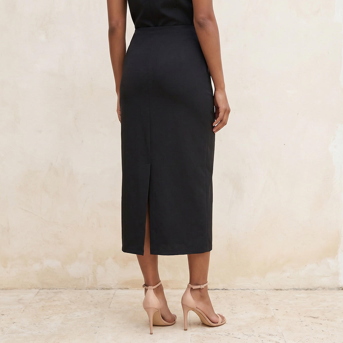 تنورة ميدي بقصة مستقيمة وفتحة من سبلاش سمارت-women-clothing-skirts-image-4