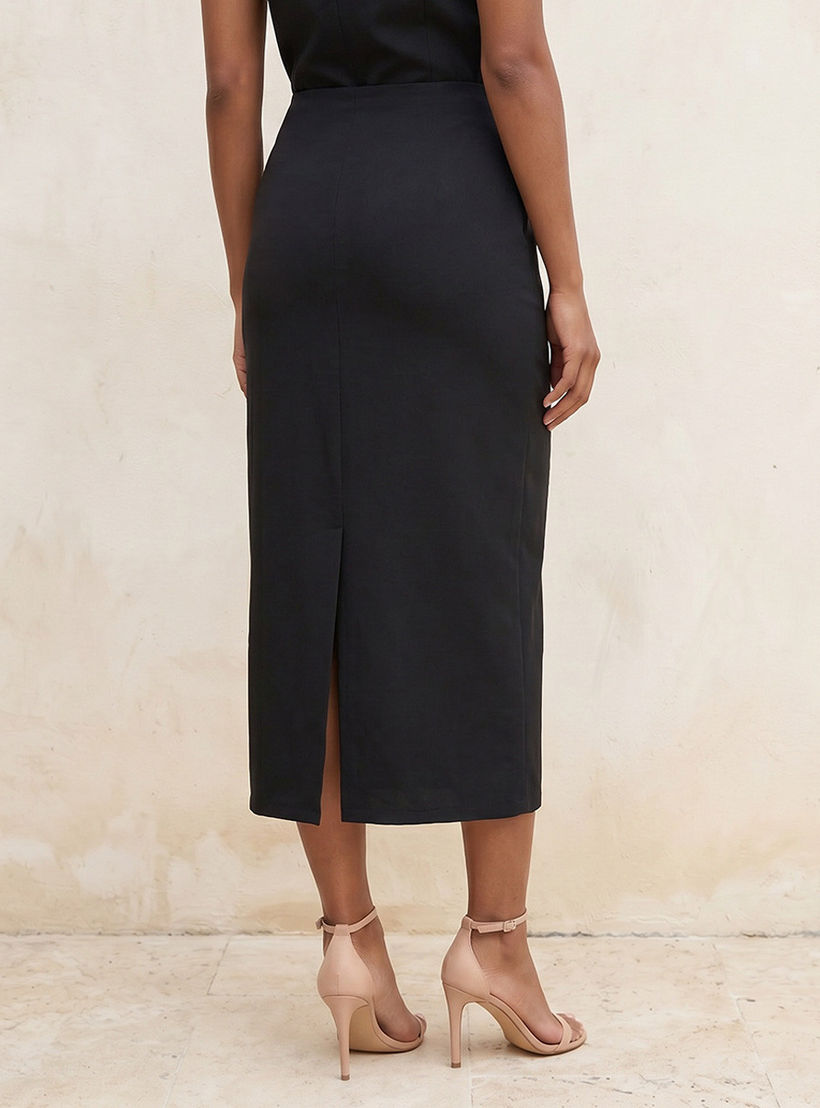 تنورة ميدي بقصة مستقيمة وفتحة من سبلاش سمارت-women-clothing-skirts-image-4