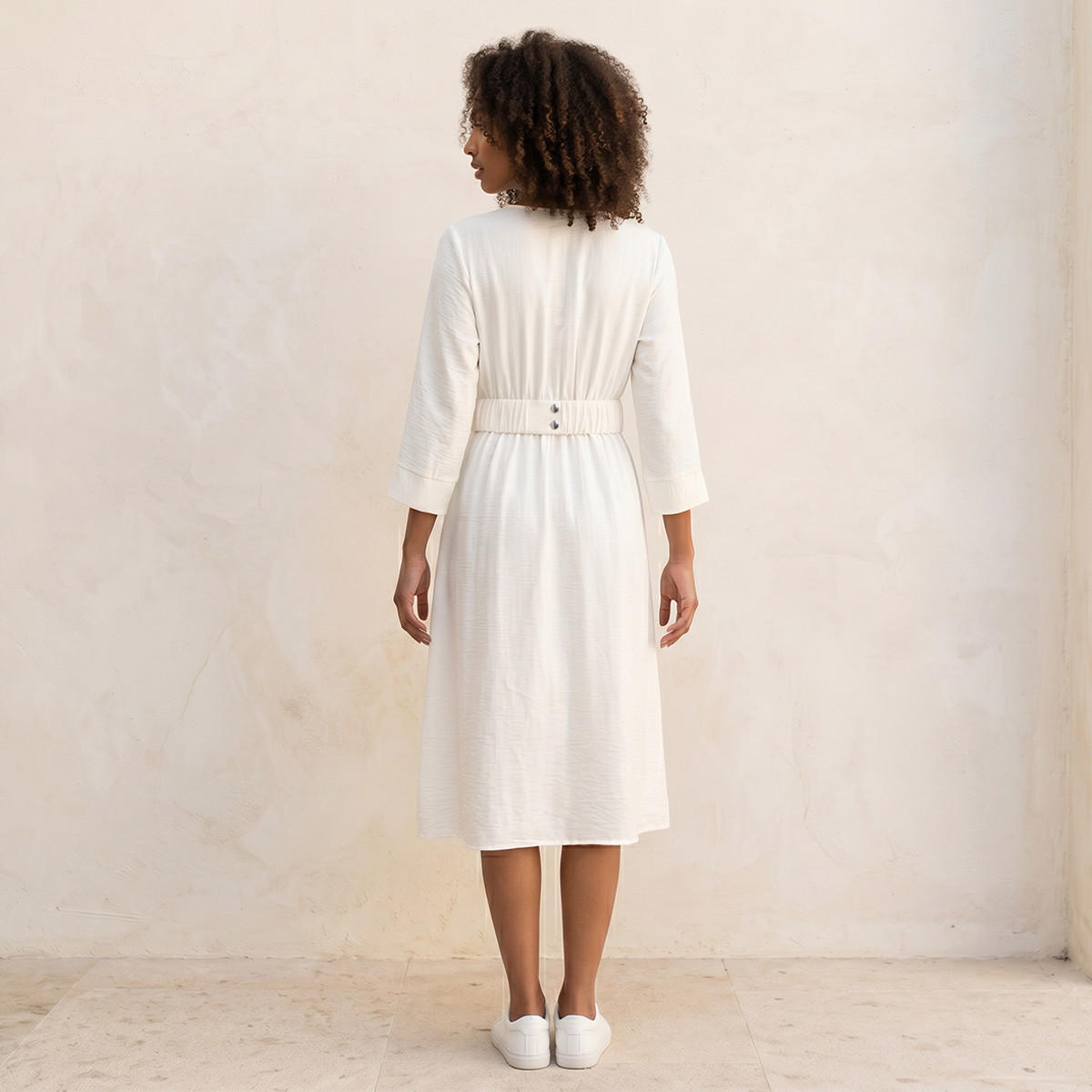 Splash Smart Textured Wrap Dress with Elasticated Waist Detail-women-clothing-dresses-image-3