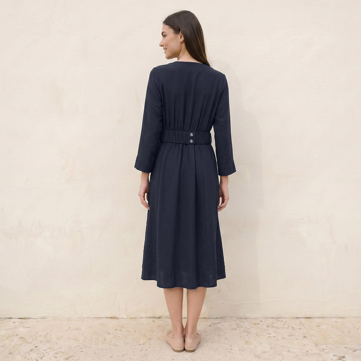 Splash Smart Textured Wrap Dress with Elasticated Waist Detail-women-clothing-dresses-image-3