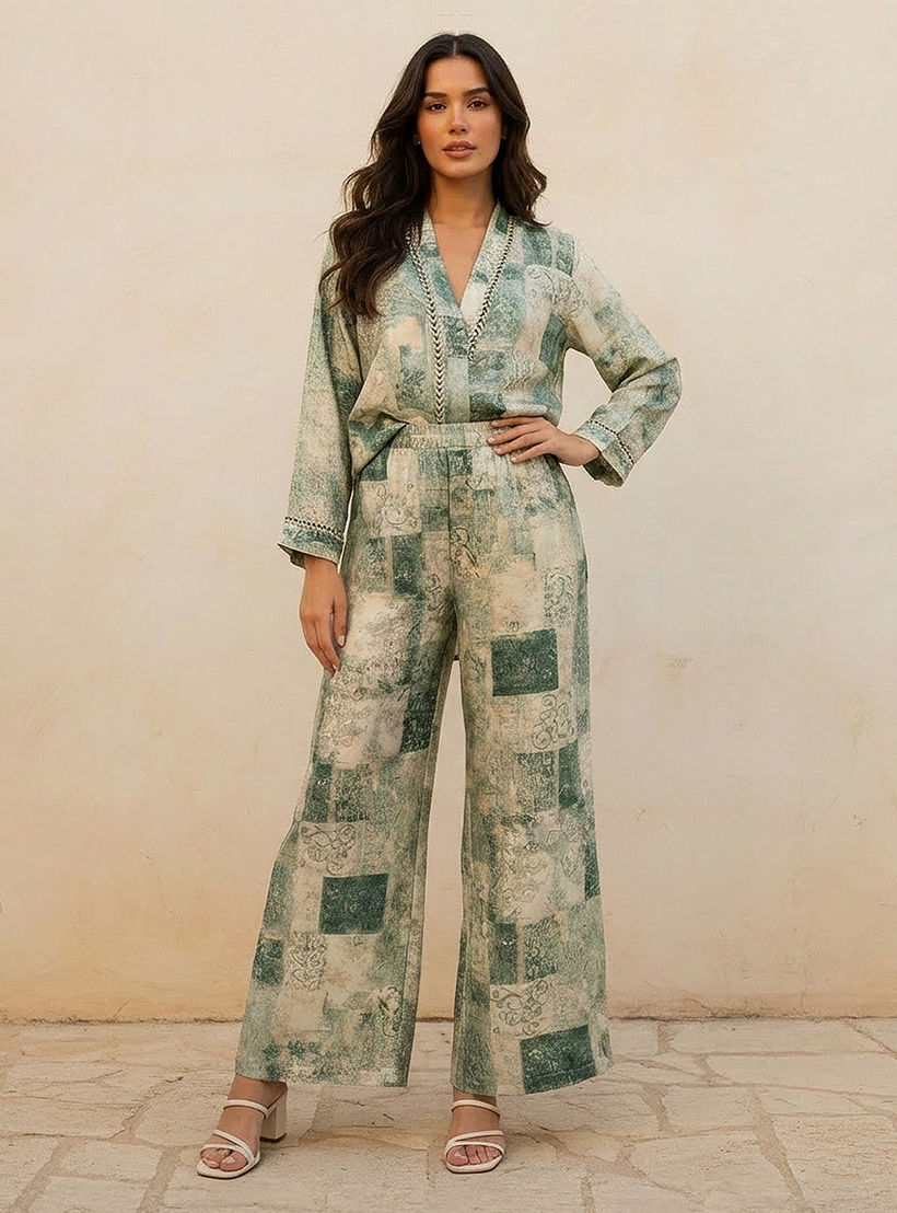 بنطلون بساق واسعة وطبعات من سبلاش سمارت-women-clothing-bottoms-trousers-image-3