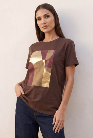 Splash Smart Cotton T-shirt with Graphic Print-women-image-1