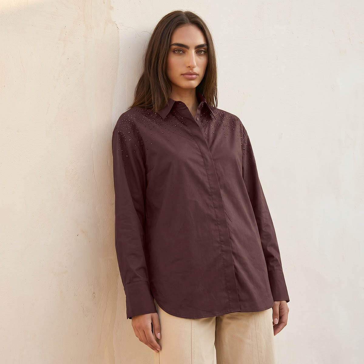 قميص قطن مزين من سبلاش سمارت-women-clothing-shirtsandblouses-shirts-image-1