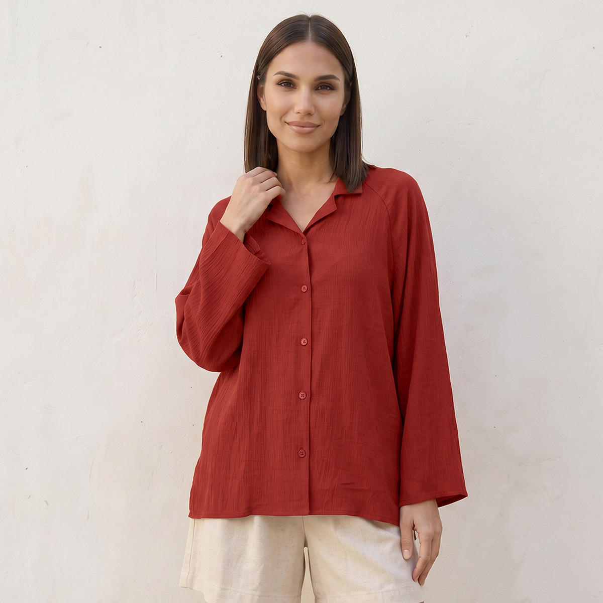 Splash Smart Shirt with Crinkle Textured Design-women-clothing-shirtsandblouses-shirts-image-1