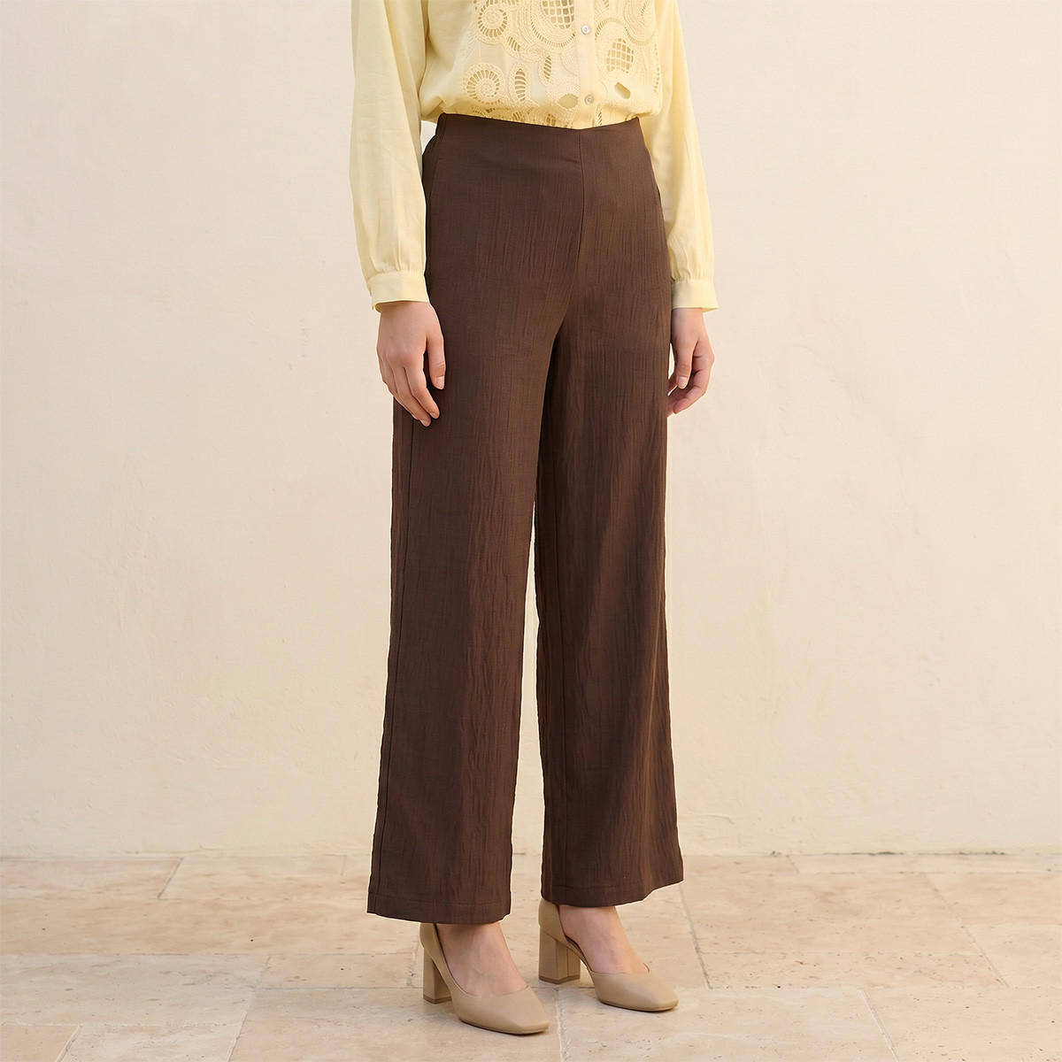 Splash Smart Textured Wide Leg Pants-women-clothing-trousers-image-1