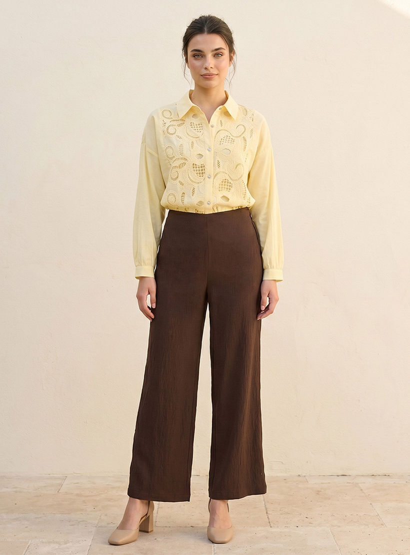 Splash Smart Textured Wide Leg Pants-women-clothing-trousers-image-3