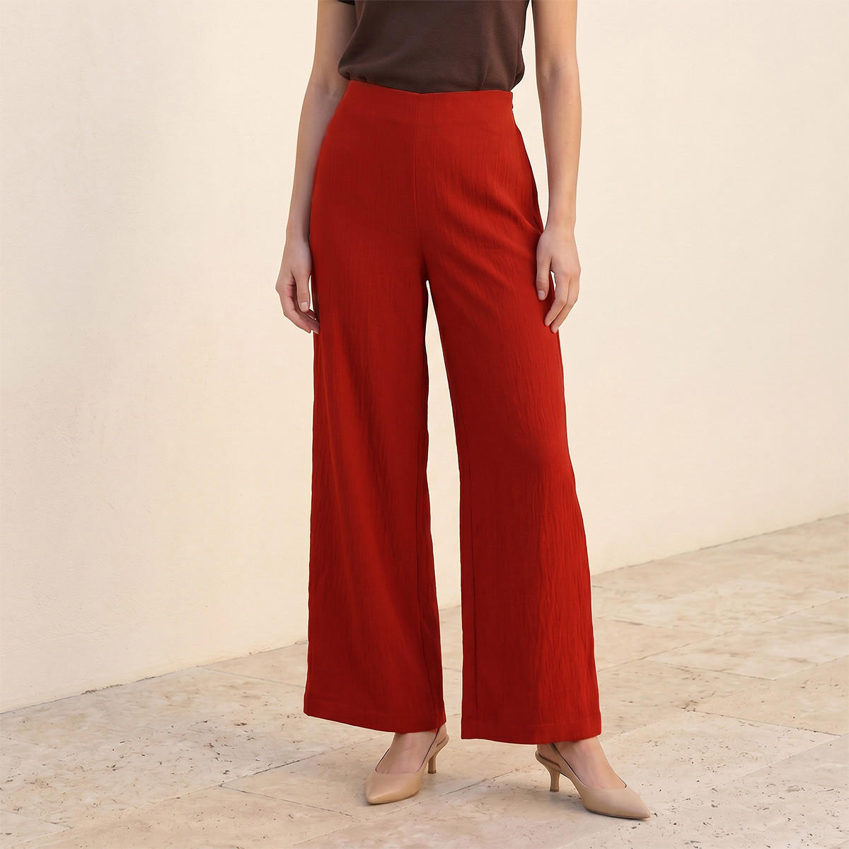 Splash Smart Textured Wide Leg Pants-women-clothing-trousers-image-1