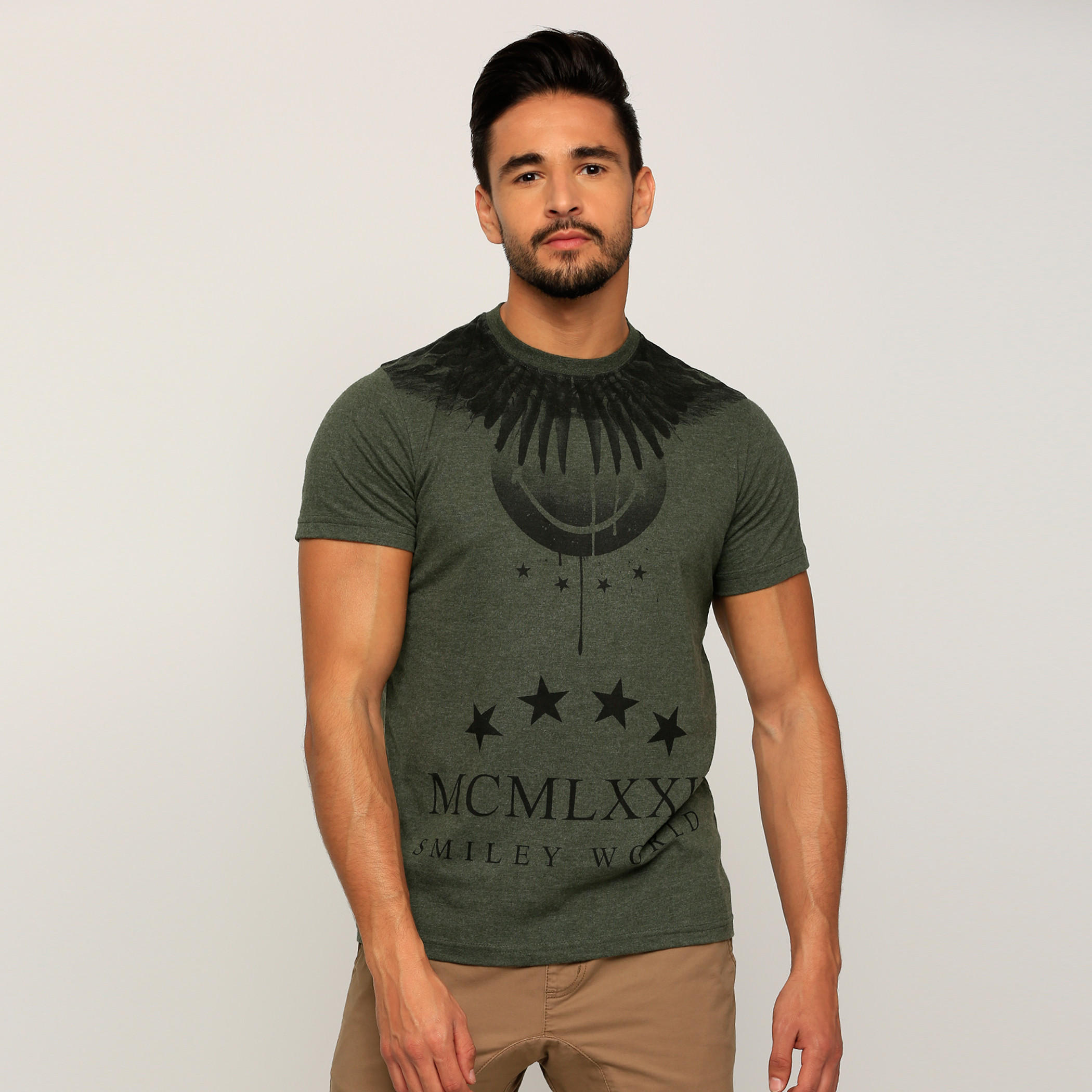 Smiley World Printed Round Neck T-Shirt with Short Sleeves-men-clothing-tshirtsandpolos-tshirts-image-1