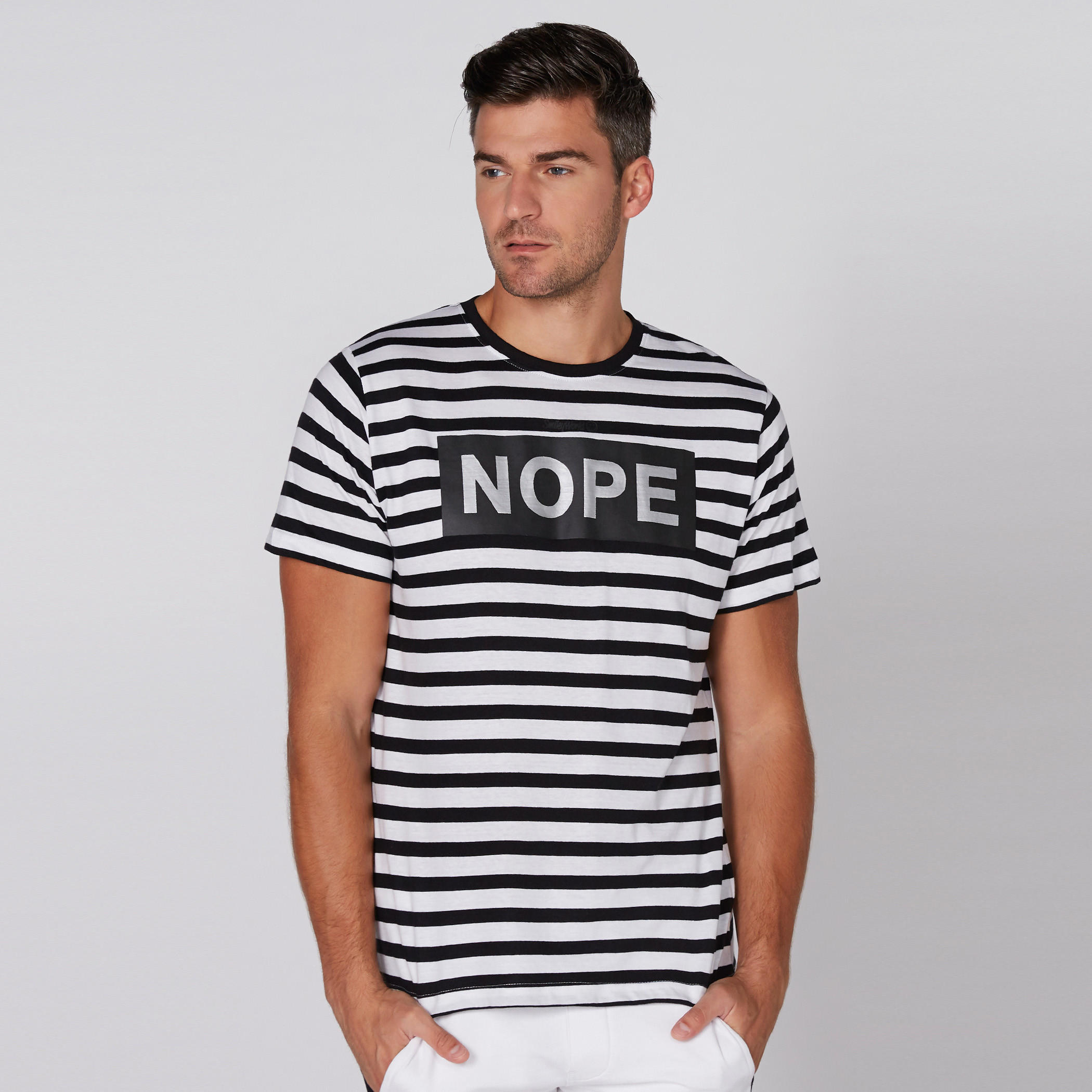 Smiley World Striped T-Shirt with Round Neck and Short Sleeves-men-clothing-tshirtsandpolos-tshirts-image-1