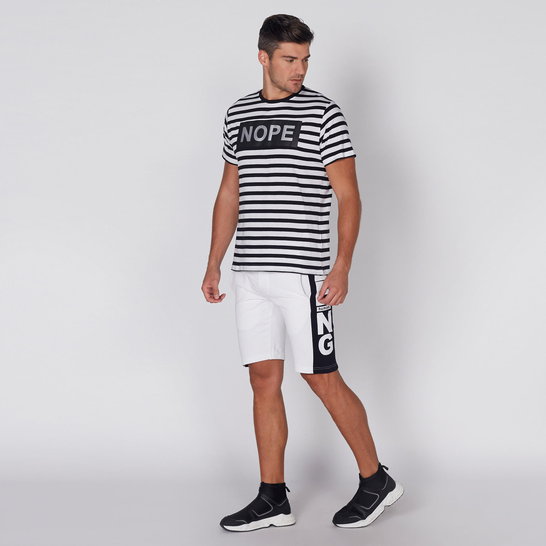 Smiley World Striped T-Shirt with Round Neck and Short Sleeves-men-clothing-tshirtsandpolos-tshirts-image-3