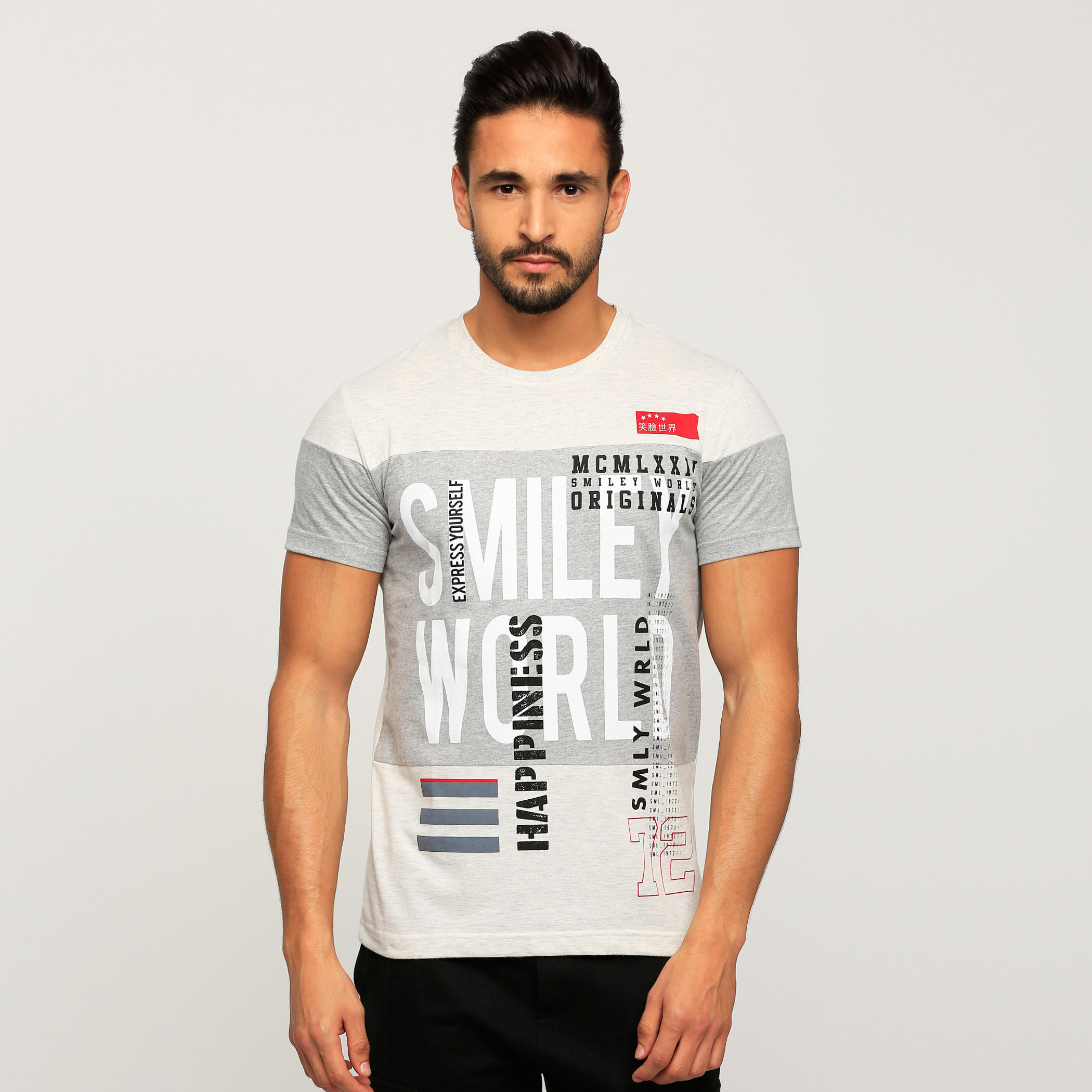 Smiley World Printed Round Neck T-Shirt with Short Sleeves-men-clothing-tshirtsandpolos-tshirts-image-1