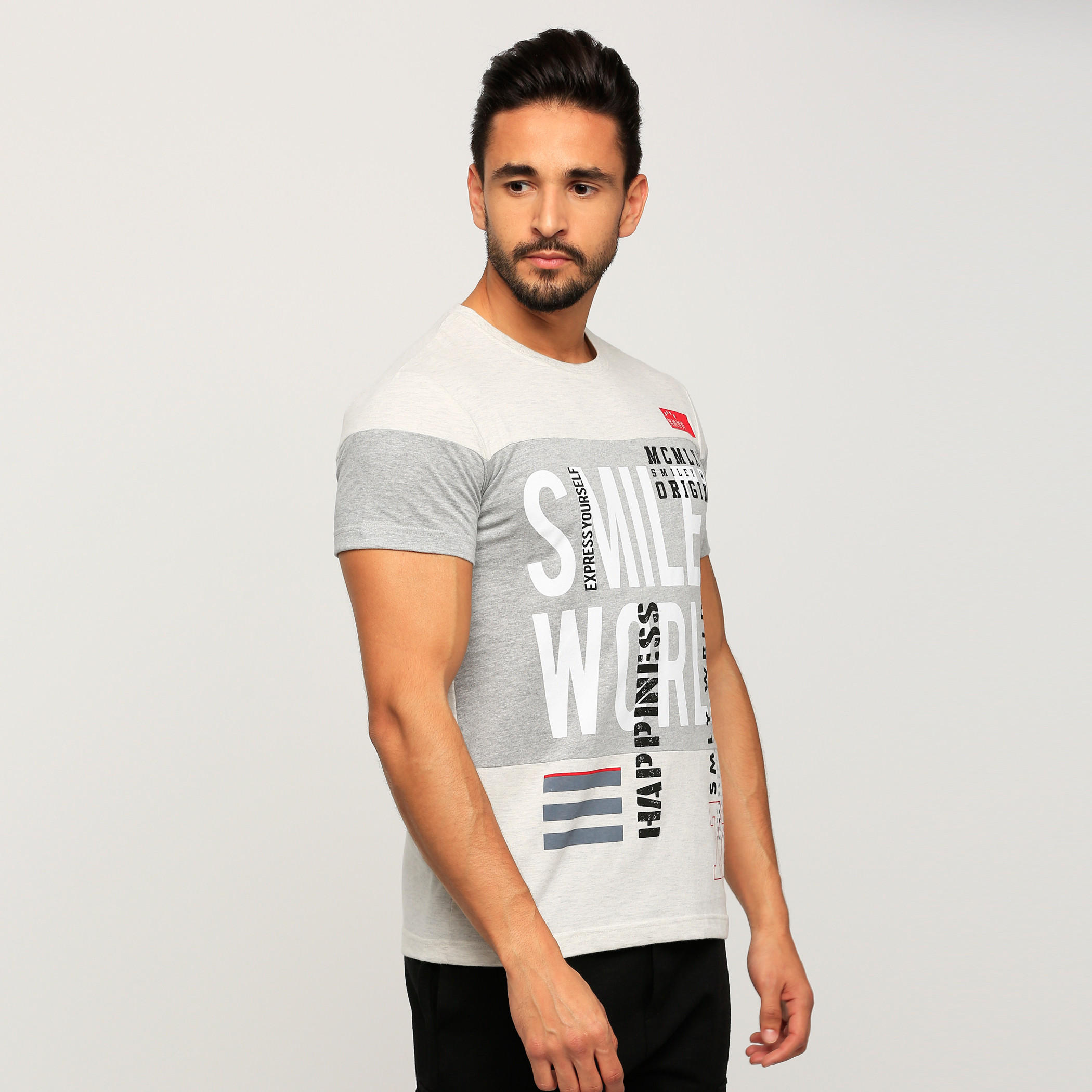 Smiley World Printed Round Neck T-Shirt with Short Sleeves-men-clothing-tshirtsandpolos-tshirts-image-3