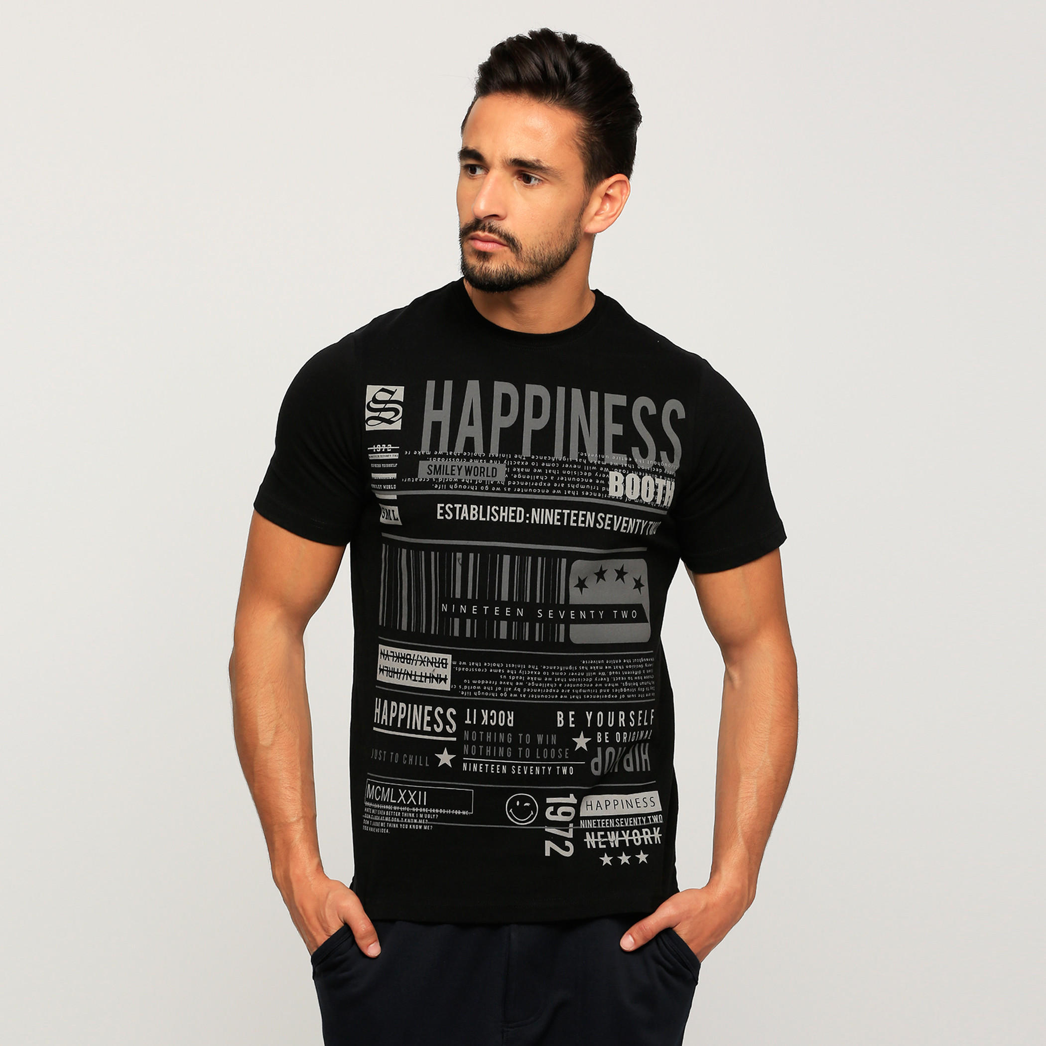 تيشيرت بياقة مستديرة وأكمام قصيرة وطبعات سمايلي وورلد-men-clothing-tshirtsandpolos-tshirts-image-1
